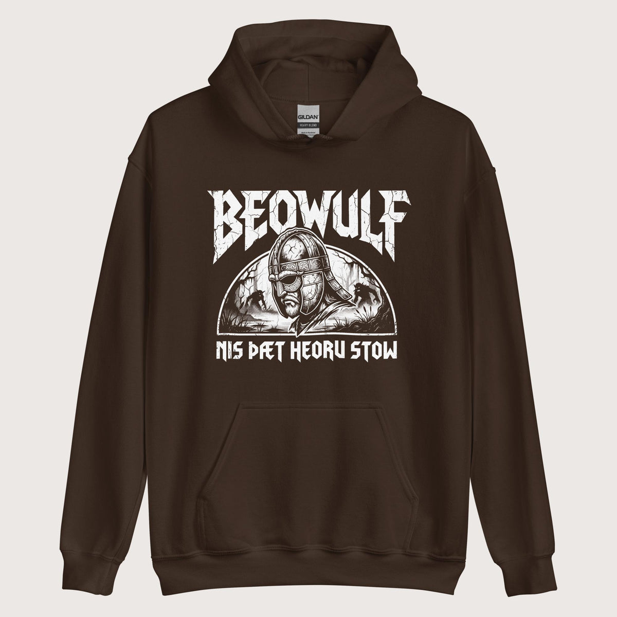 Dark Chocolate Beowulf That Is No Pleasant Place Old English Hoodie - history buff gift by HistoHead