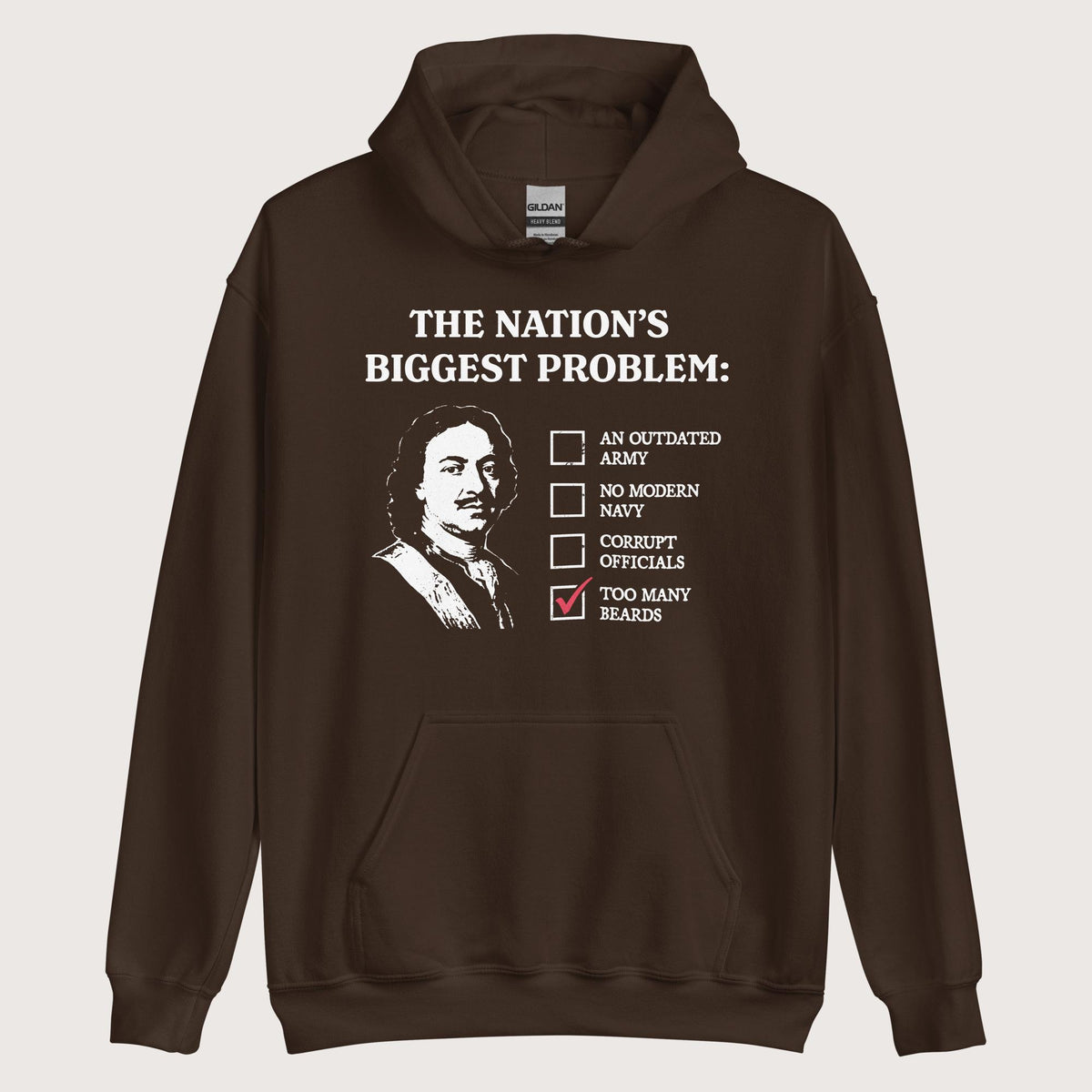 Dark Chocolate Peter the Great's Beard Tax Hoodie - history buff gift by HistoHead
