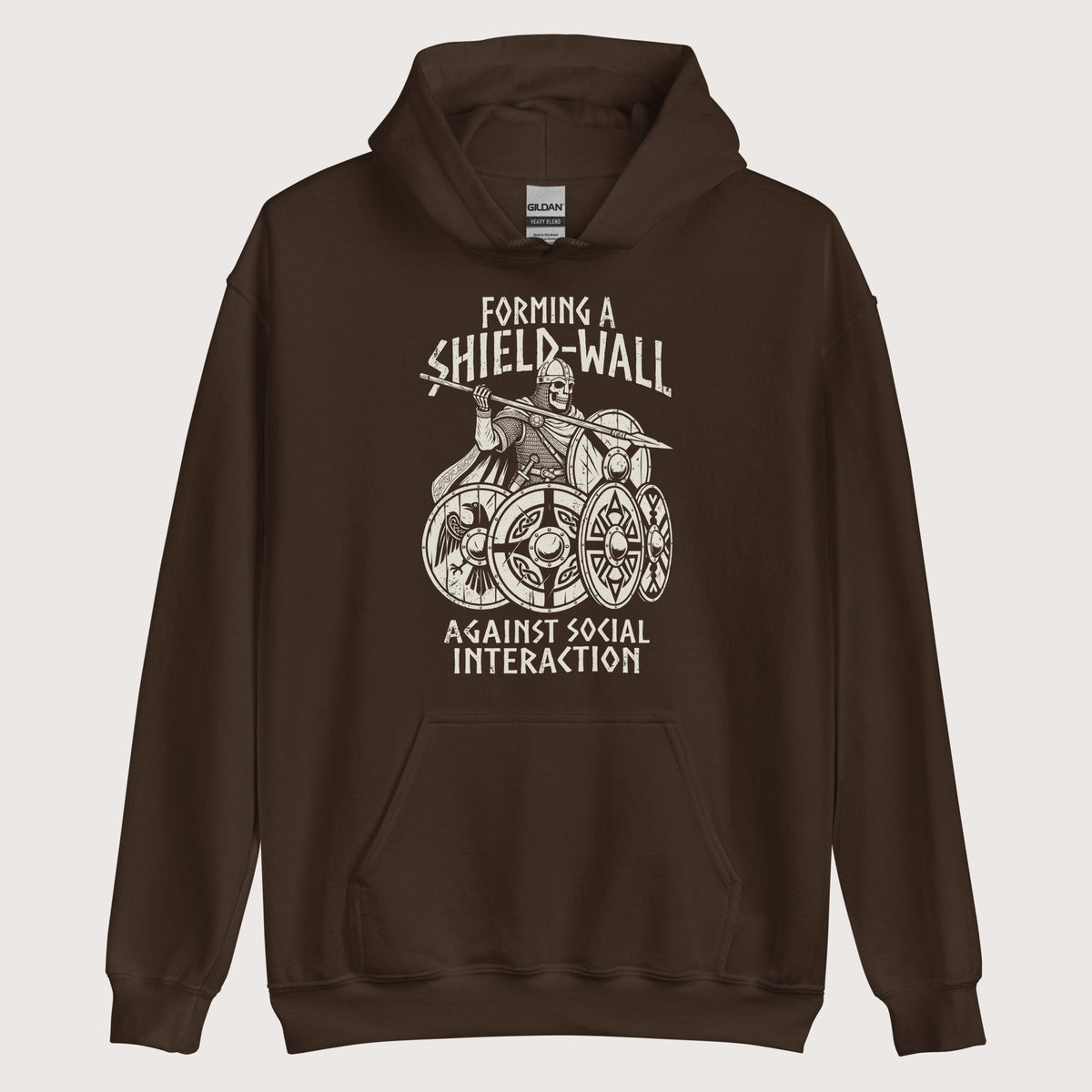 Dark Chocolate Shieldwall Against Social Interaction Hoodie - history buff gift by HistoHead