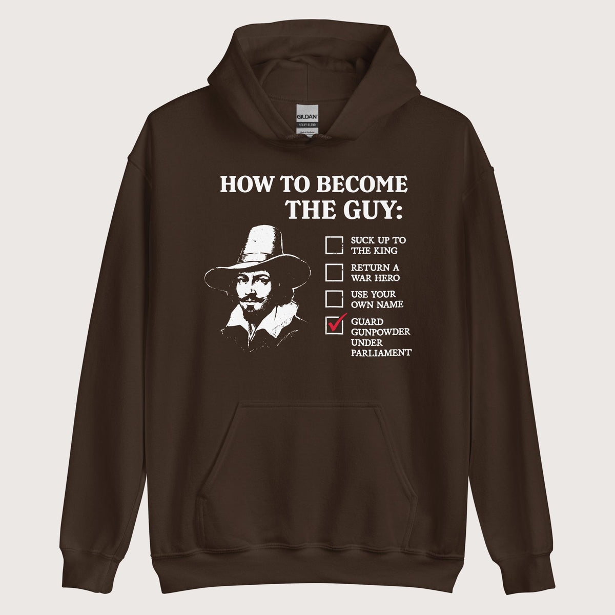 Dark Chocolate Guy Fawkes How to Become the Guy Hoodie - history buff gift by HistoHead