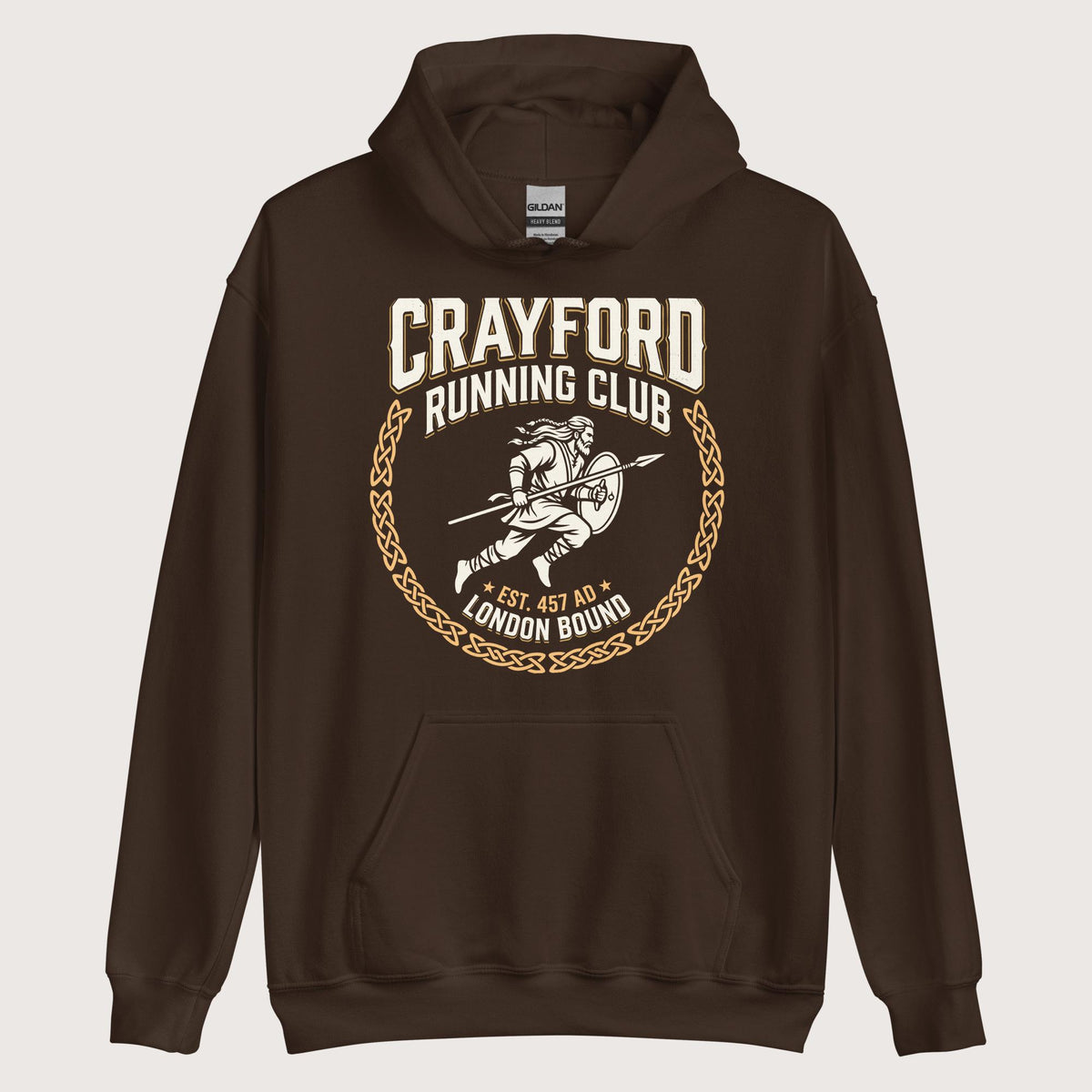 Dark Chocolate Crayford Running Club Hoodie - history buff gift by HistoHead