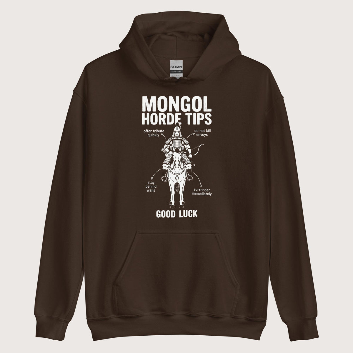 Dark Chocolate Mongol Horde Tips Hoodie - history buff gift by HistoHead