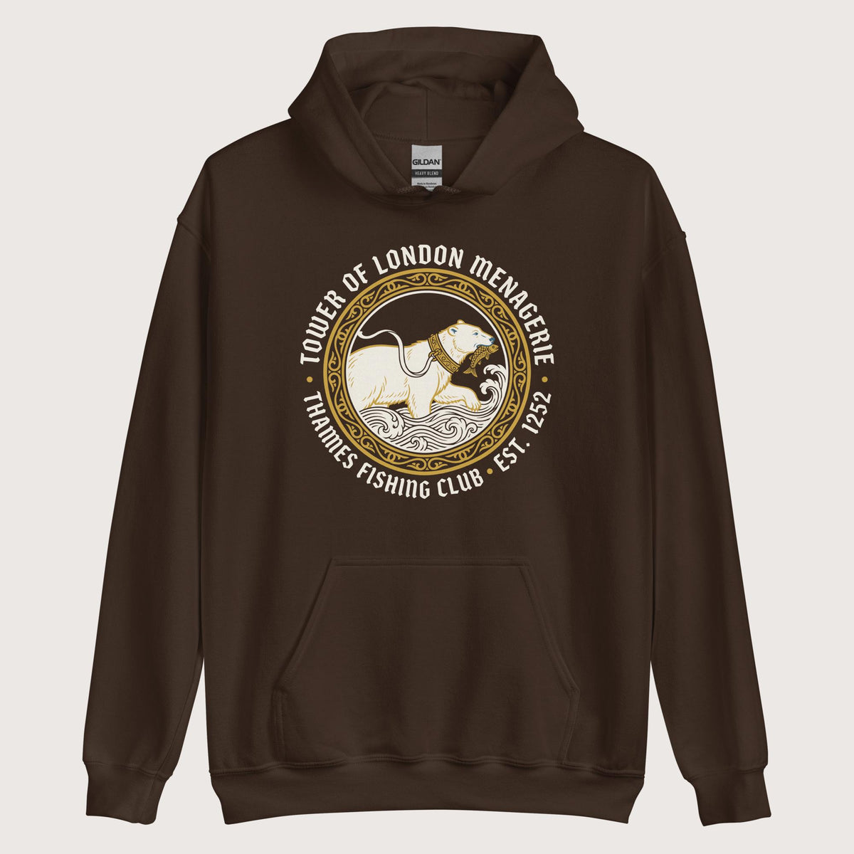 Dark Chocolate Tower Of London Menagerie Thames Fishing Club Hoodie - history buff gift by HistoHead