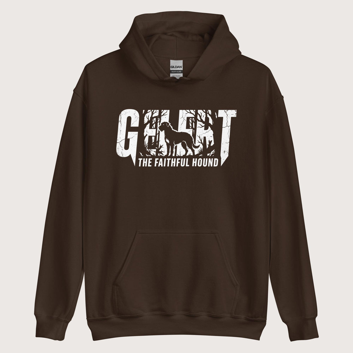 Dark Chocolate Gelert The Faithful Hound Hoodie - history buff gift by HistoHead