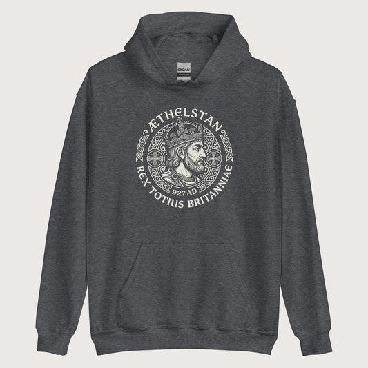 Dark Heather Æthelstan King of All Britain Hoodie - history buff gift by HistoHead