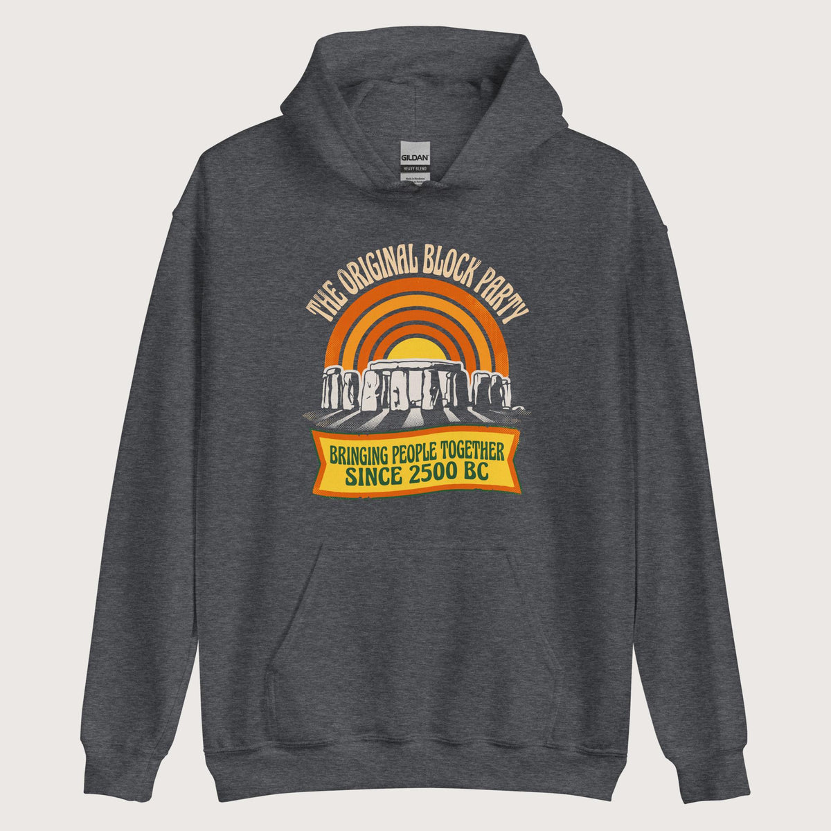 Dark Heather Stonehenge Block Party Hoodie - history buff gift by HistoHead