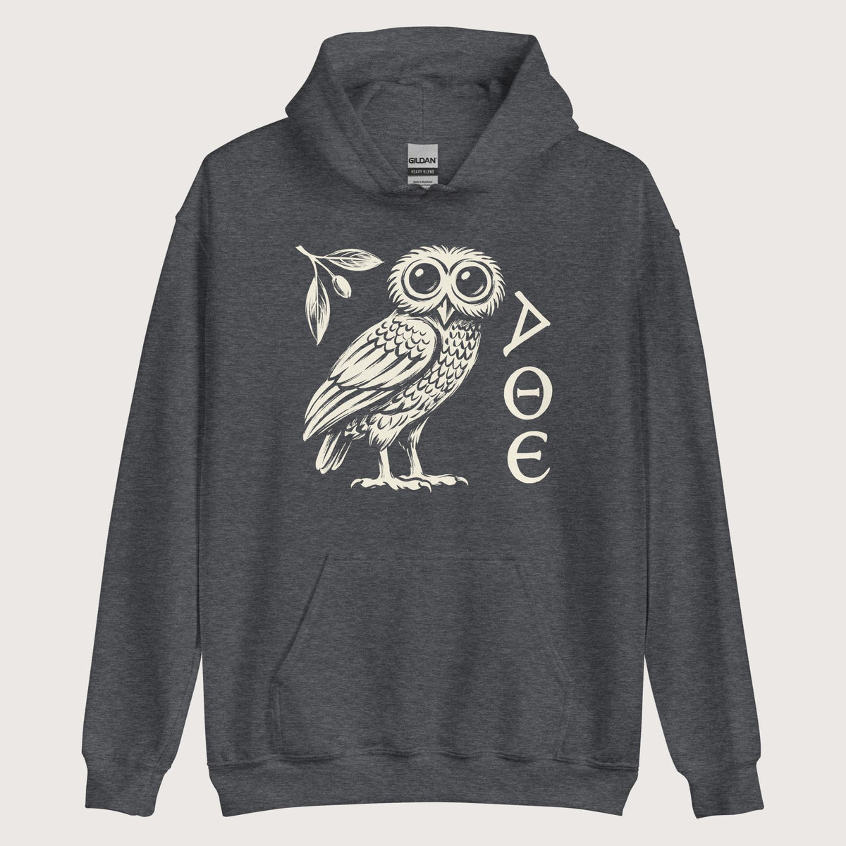 Dark Heather Owl of Athena Hoodie - history buff gift by HistoHead