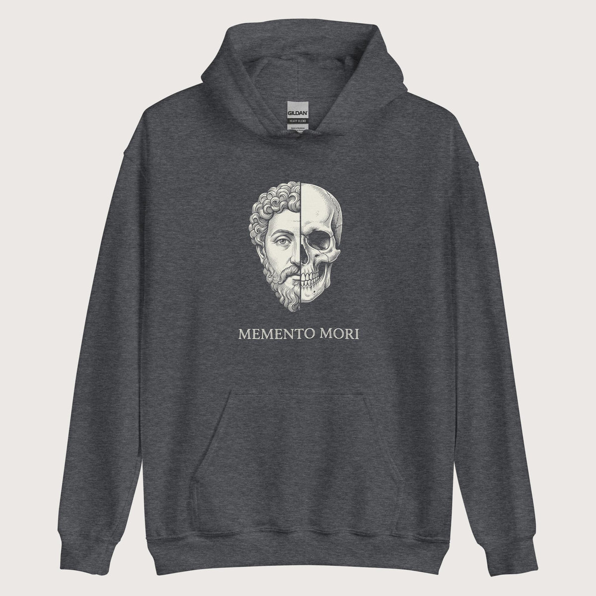 Dark Heather Marcus Aurelius Skull Hoodie - history buff gift by HistoHead