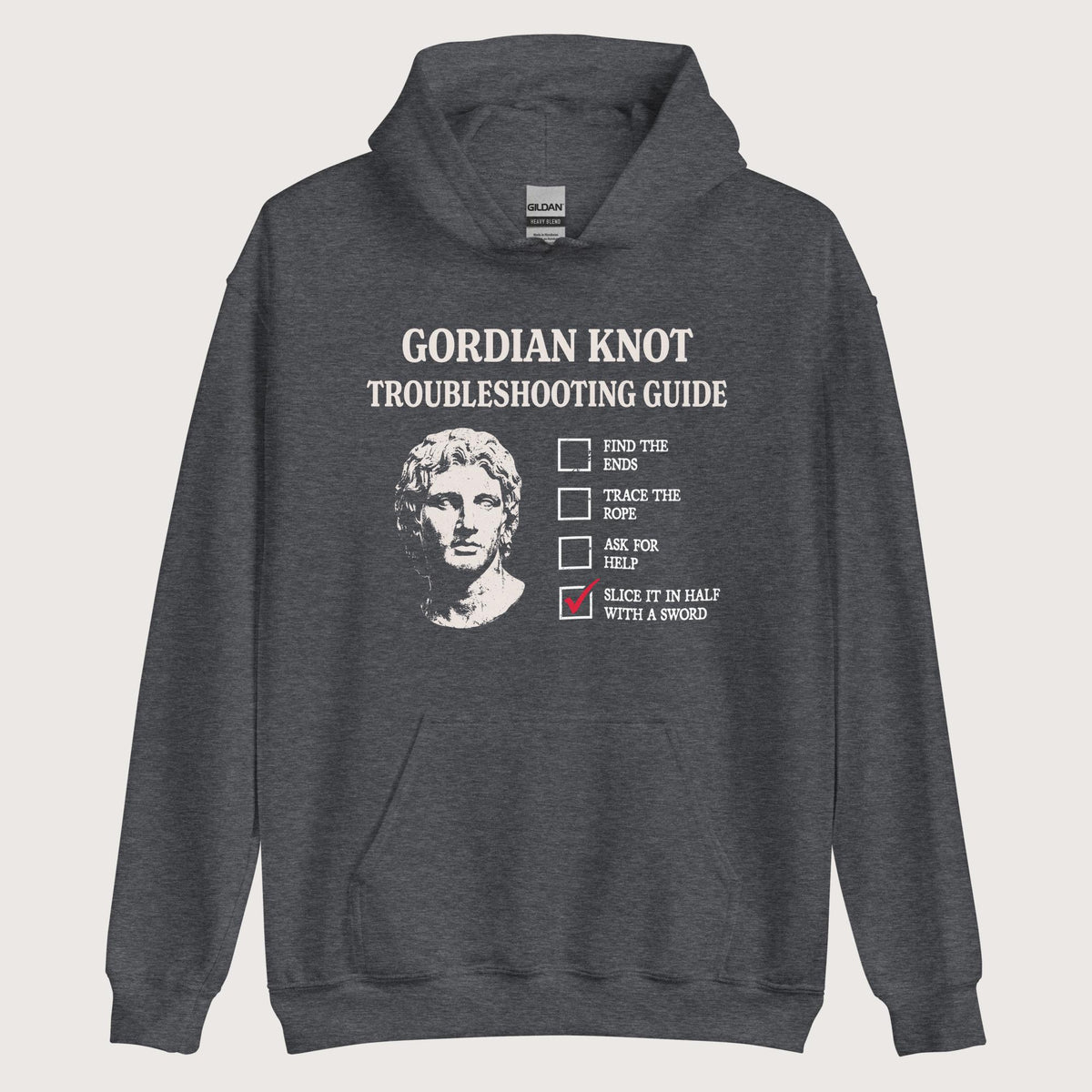 Dark Heather Alexander's Gordian Knot Guide Hoodie - history buff gift by HistoHead