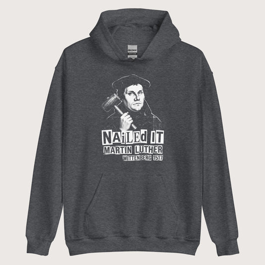Dark Heather Nailed It Hoodie - history buff gift by HistoHead