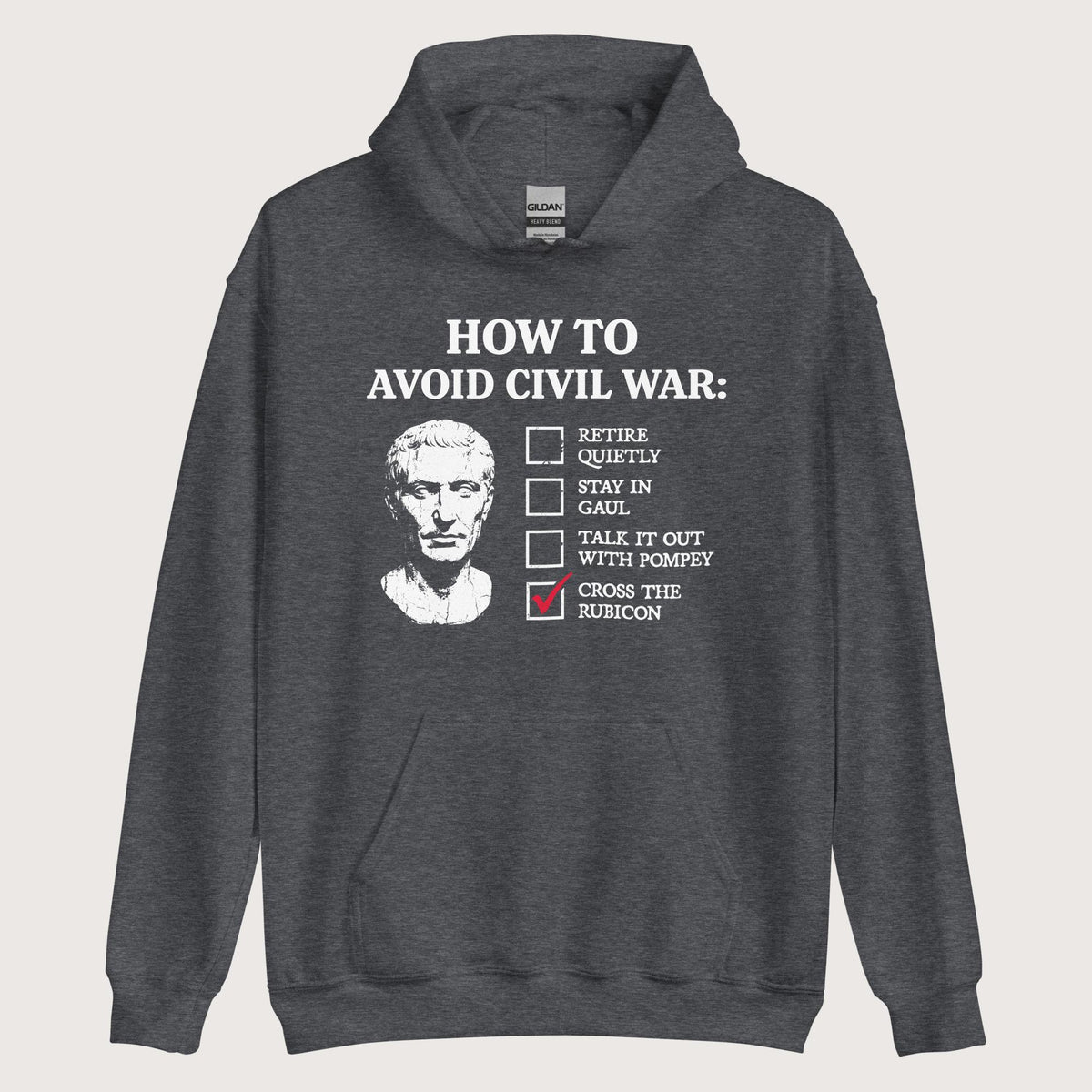 Dark Heather Caesar's Peace Plan Hoodie - history buff gift by HistoHead