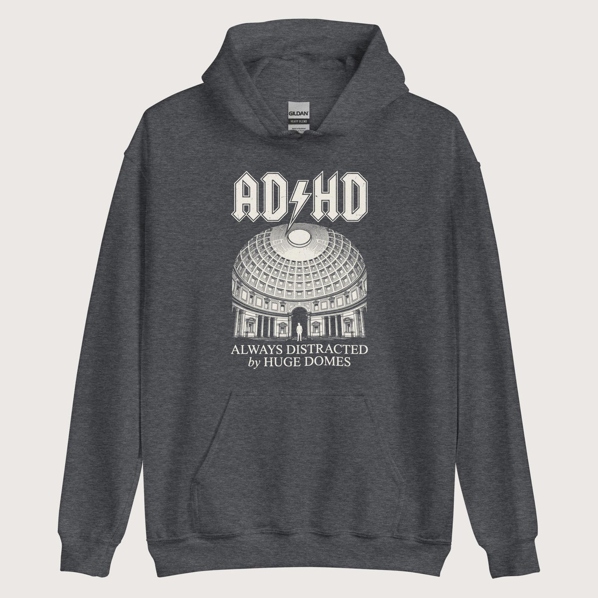 Dark Heather Always Distracted by Huge Domes Hoodie - history buff gift by HistoHead