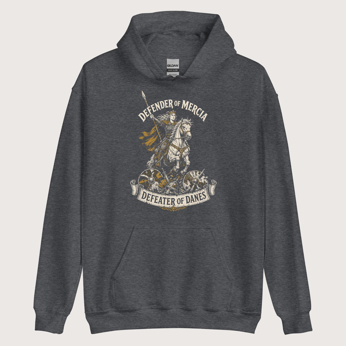 Dark Heather Æthelflæd Defender of Mercia Hoodie - history buff gift by HistoHead