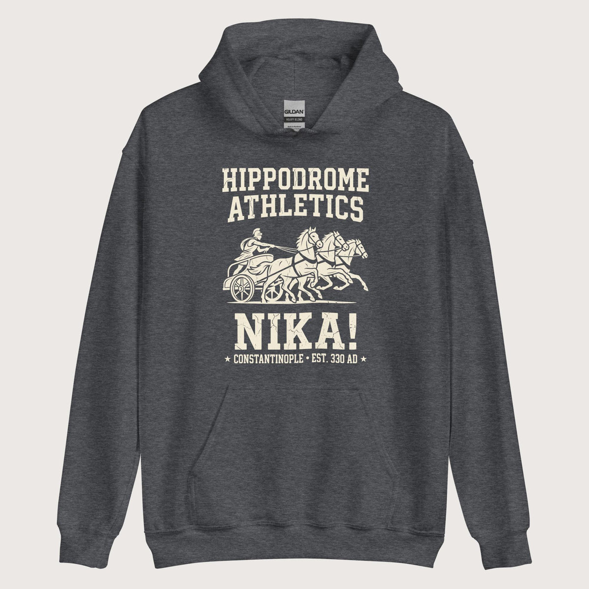 Dark Heather Hippodrome Athletics Hoodie - history buff gift by HistoHead