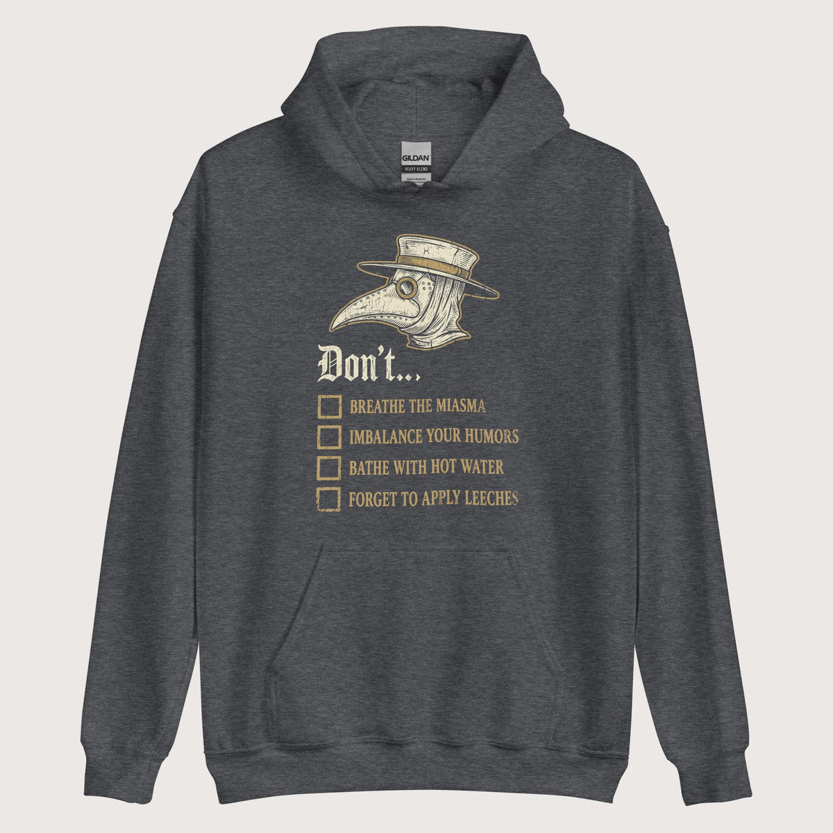 Dark Heather Plague Doctor Advice Hoodie - history buff gift by HistoHead