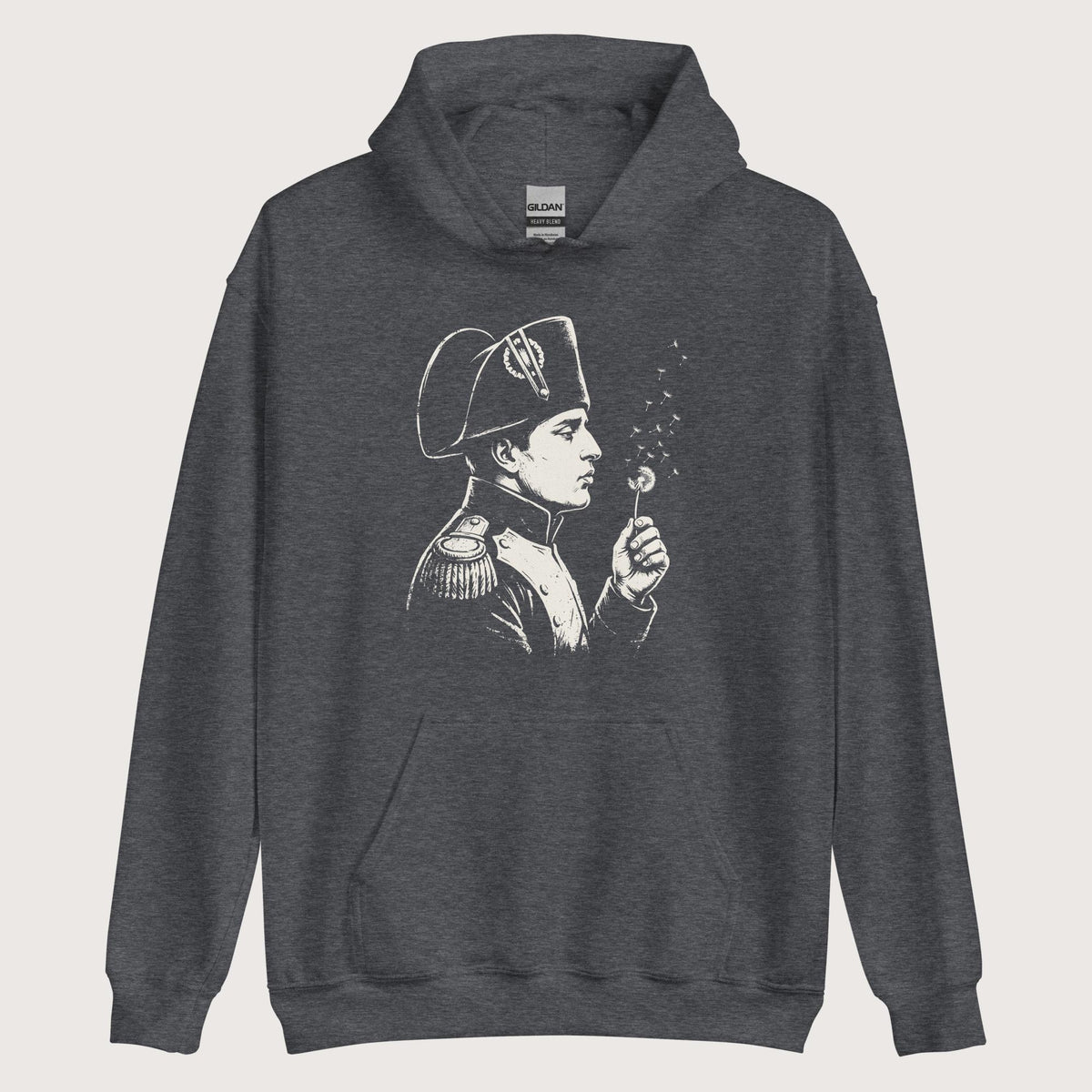 Dark Heather Napoleon Bonaparte Blowing Wishes Hoodie - history buff gift by HistoHead