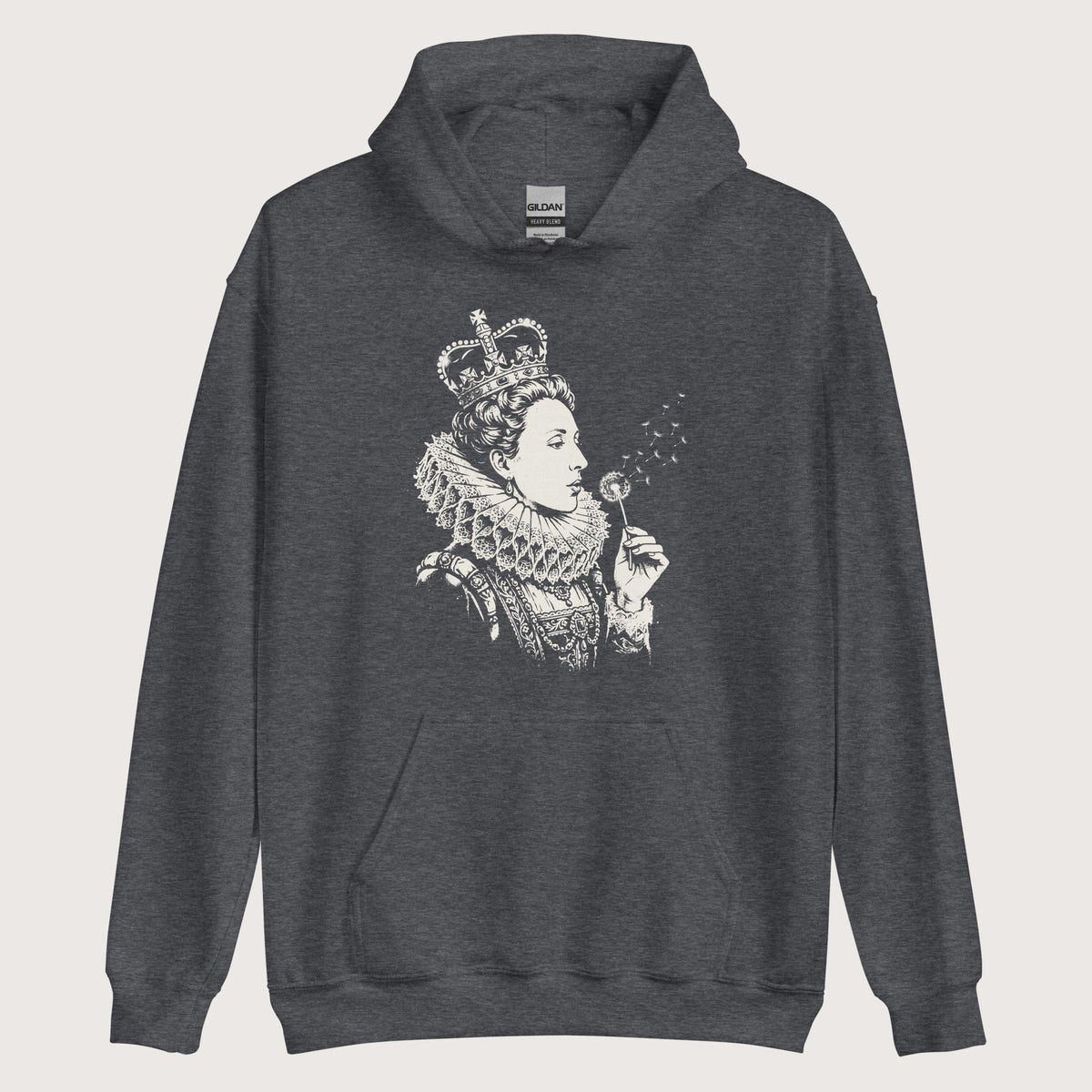 Dark Heather Elizabeth I Blowing Wishes Hoodie - history buff gift by HistoHead