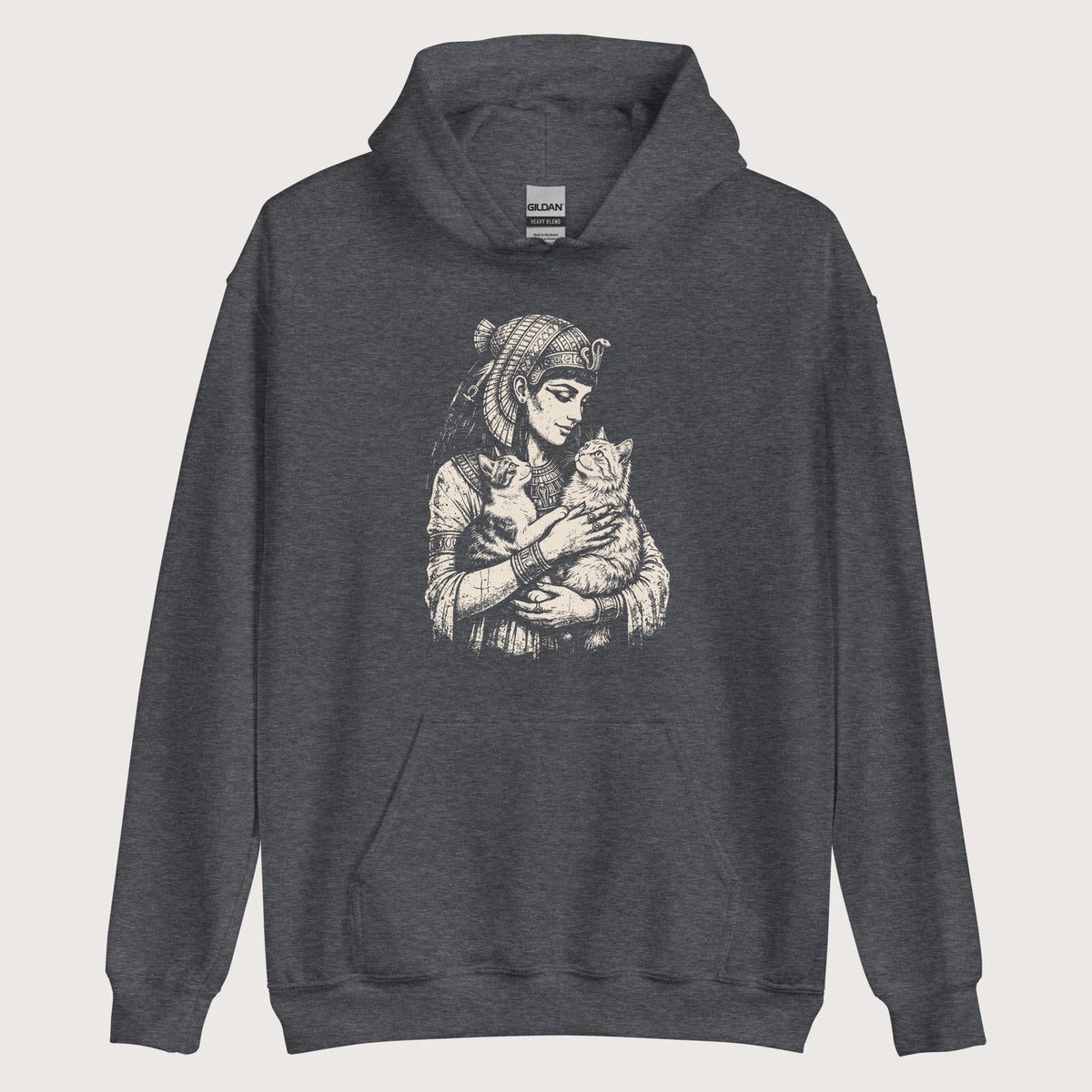 Dark Heather Cleopatra's Cats Hoodie - history buff gift by HistoHead