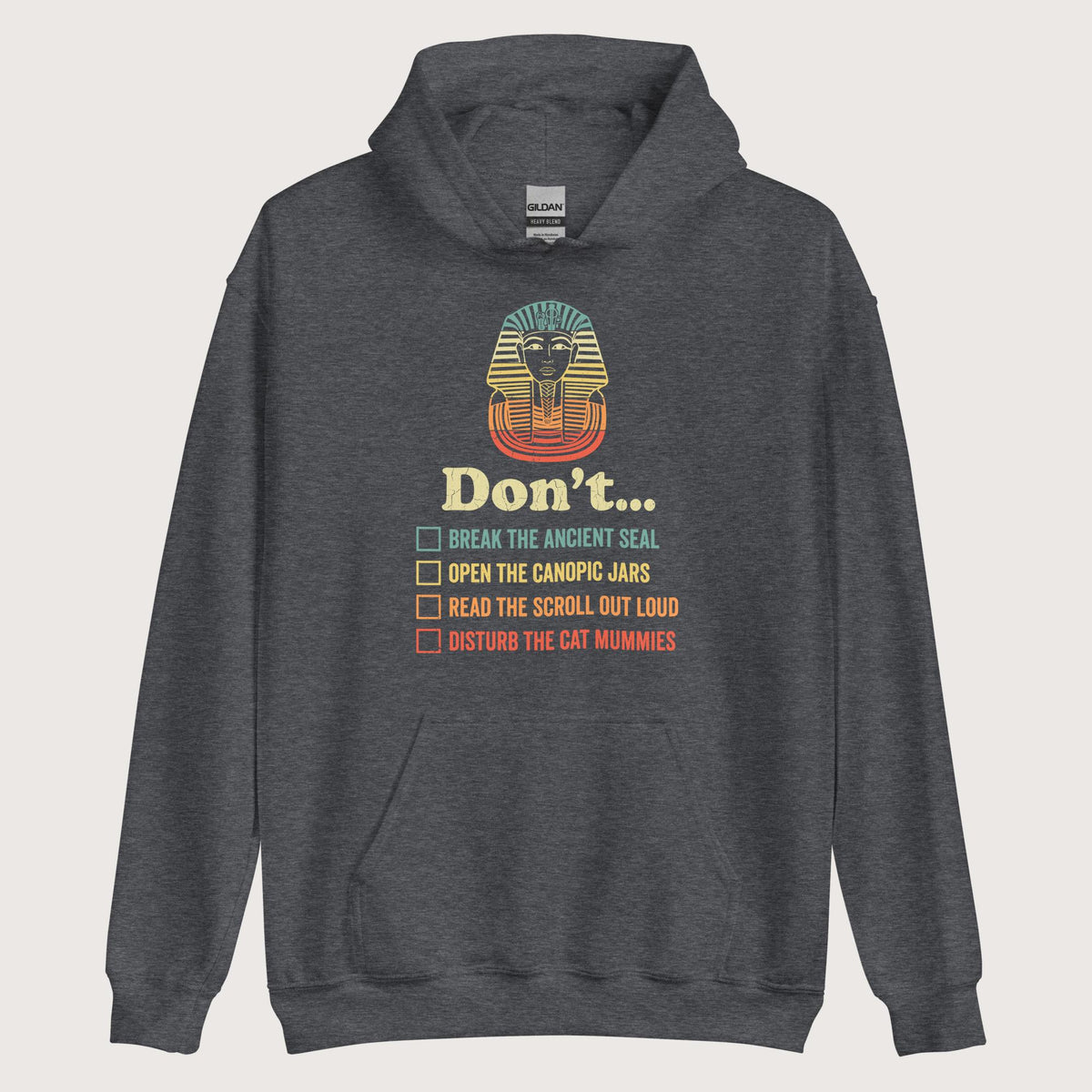 Dark Heather King Tutankhamun Advice Hoodie - history buff gift by HistoHead