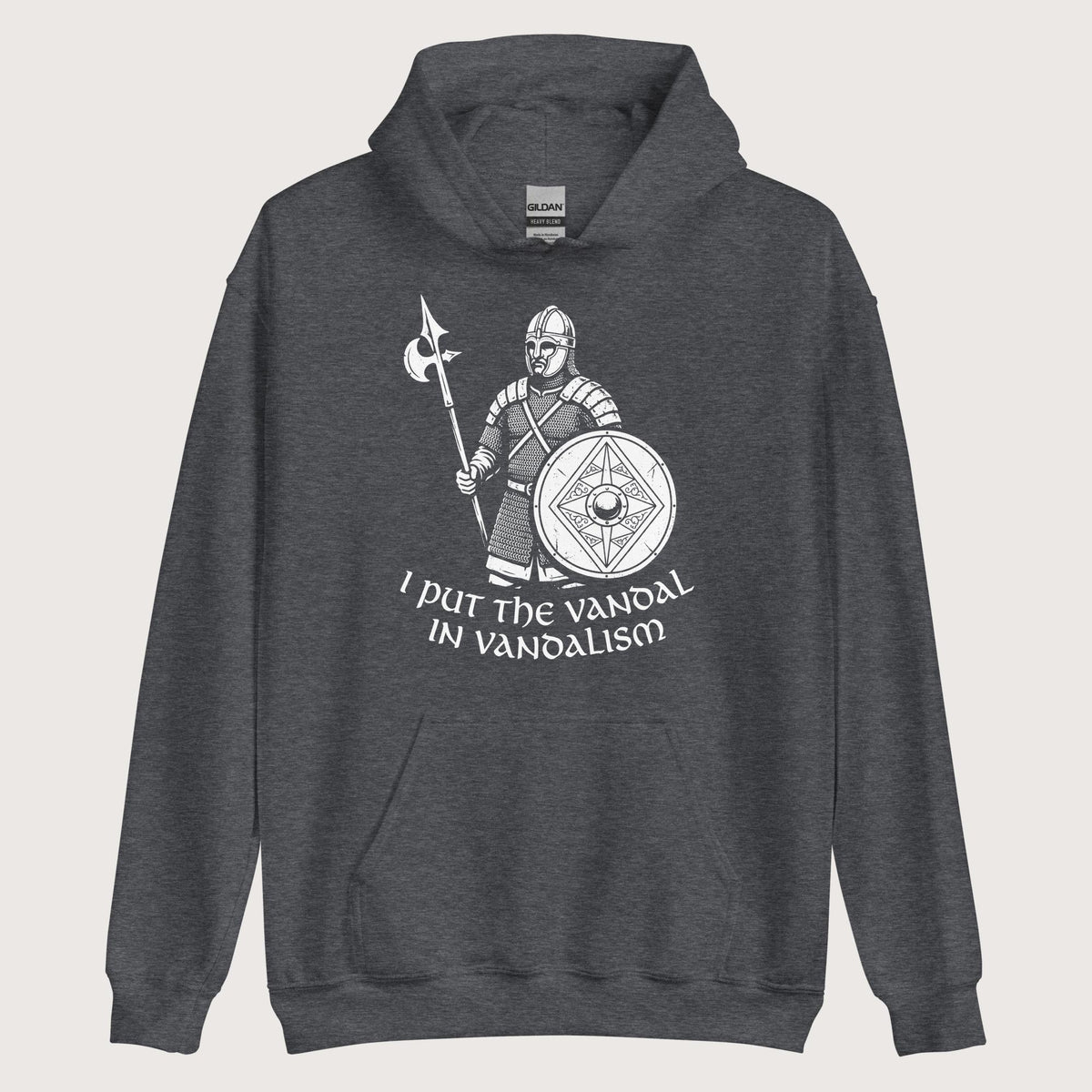 Dark Heather Vandal in Vandalism Hoodie - history buff gift by HistoHead