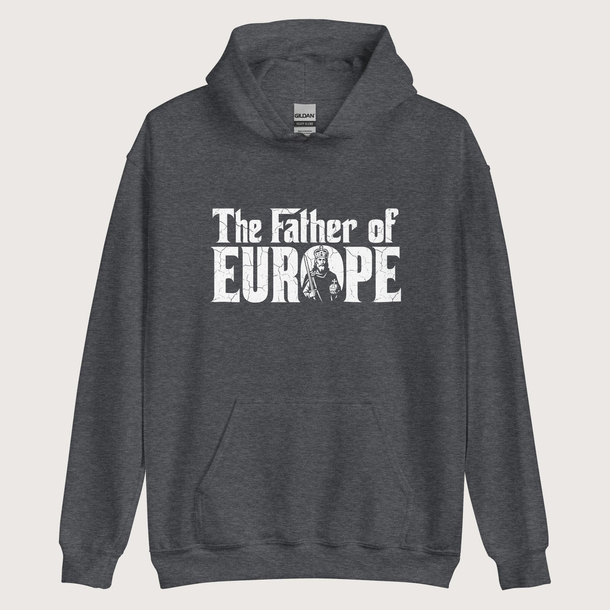 Dark Heather Charlemagne The Father of Europe Hoodie - history buff gift by HistoHead