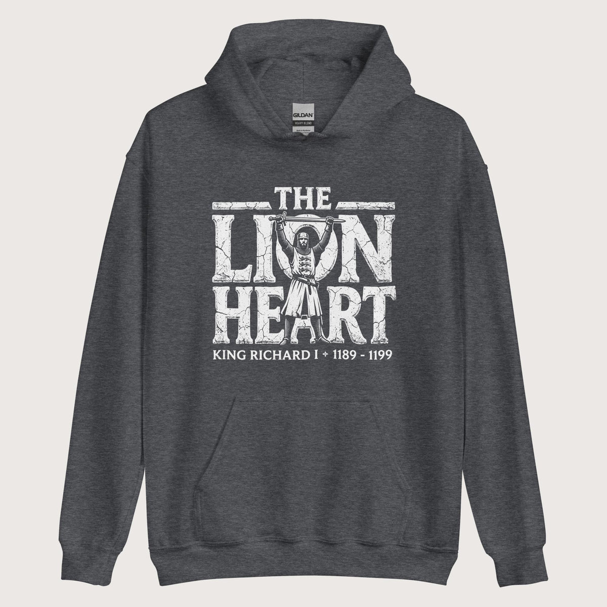 Dark Heather Richard the Lionheart Hoodie - history buff gift by HistoHead