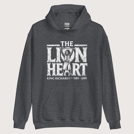 Dark Heather Richard the Lionheart Hoodie - history buff gift by HistoHead