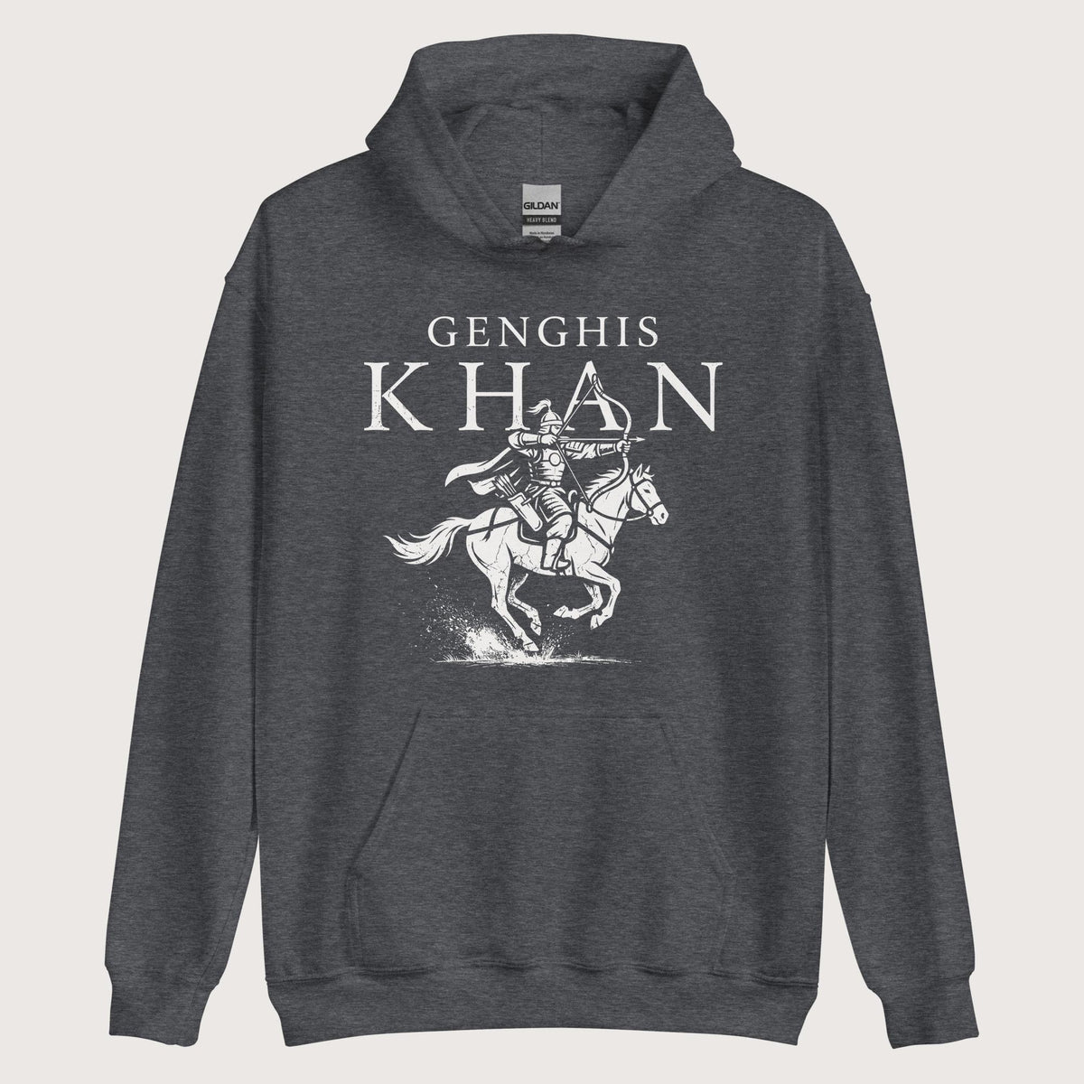 Dark Heather Genghis Khan Hoodie - history buff gift by HistoHead