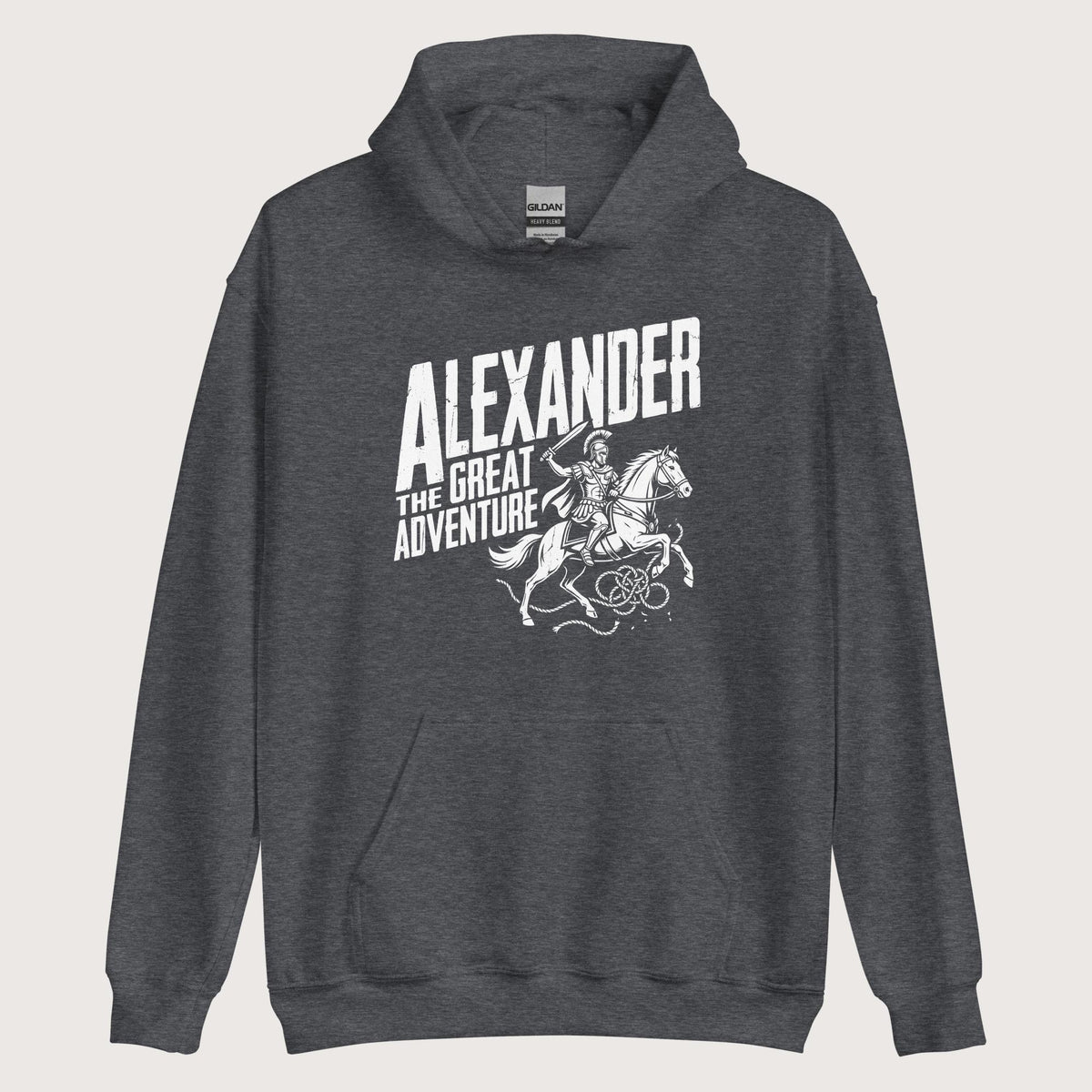 Dark Heather Alexander the Great Adventure Hoodie - history buff gift by HistoHead