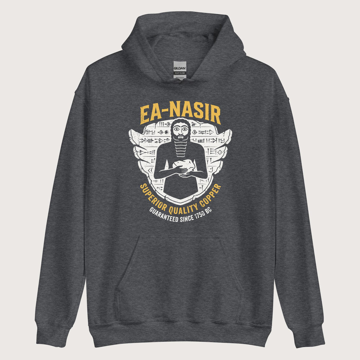 Dark Heather Ea-Nasir Superior Copper Guaranteed Hoodie - history buff gift by HistoHead