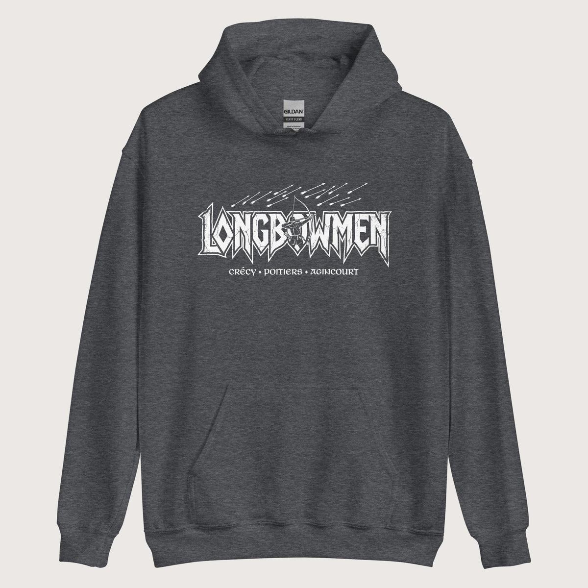 Dark Heather Longbowmen Hoodie - history buff gift by HistoHead