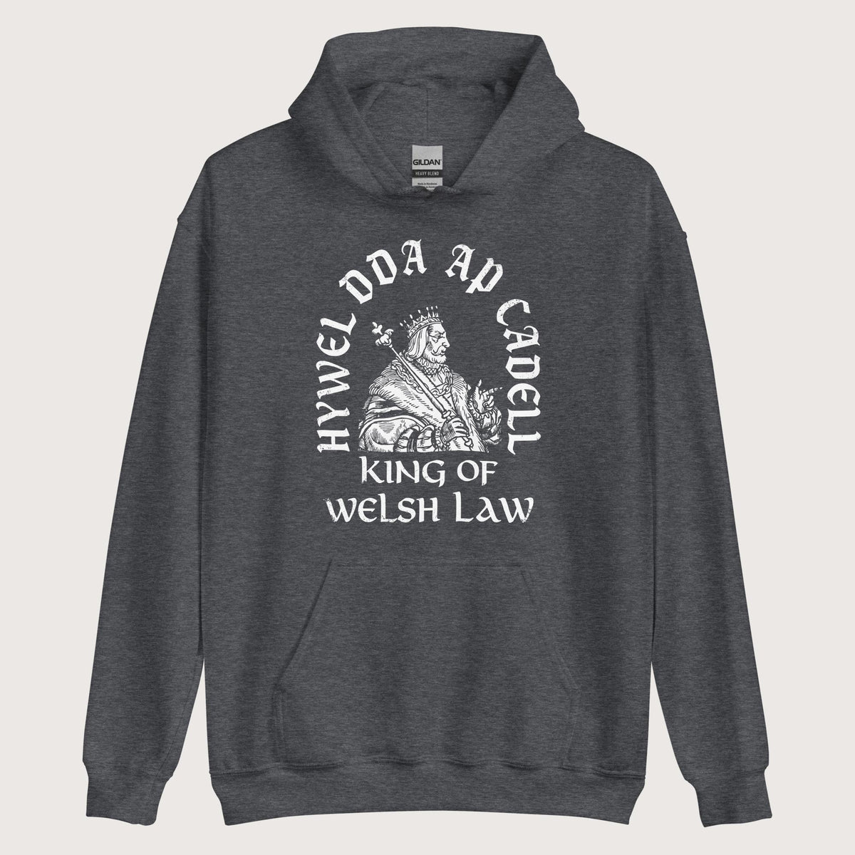 Dark Heather Hywel Dda King of Welsh Law Hoodie - history buff gift by HistoHead