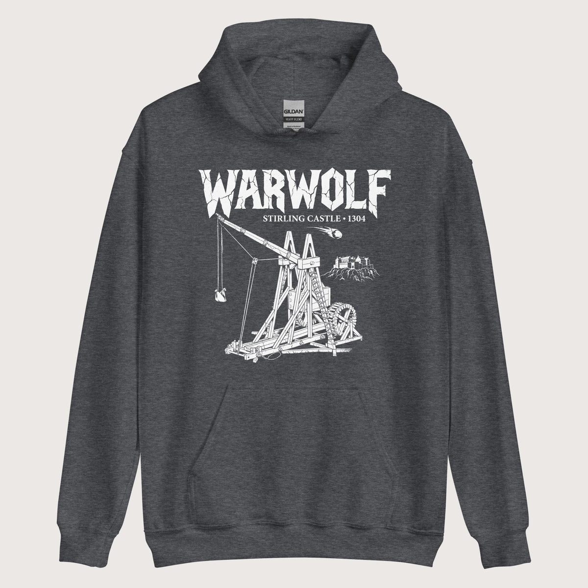 Dark Heather Warwolf Trebuchet Hoodie - history buff gift by HistoHead