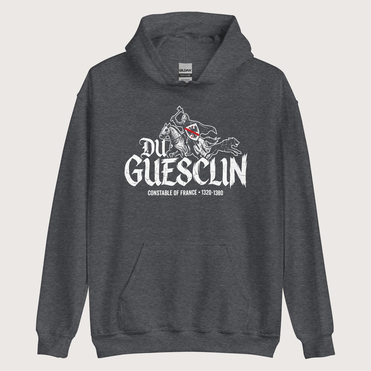 Dark Heather Du Guesclin Hoodie - history buff gift by HistoHead