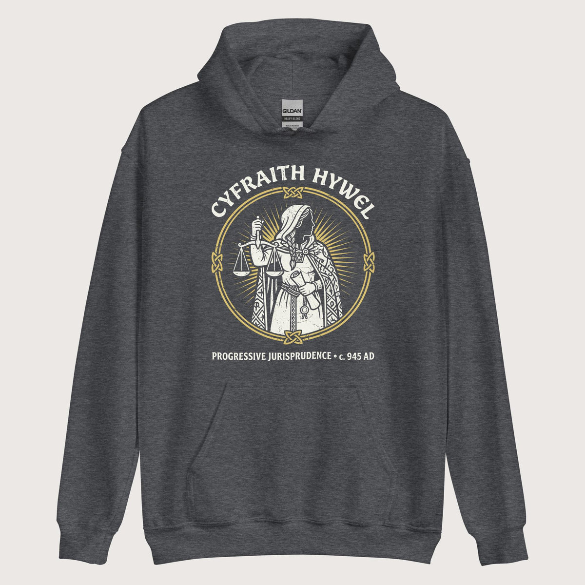 Dark Heather Cyfraith Hywel Progressive Jurisprudence Hoodie - history buff gift by HistoHead