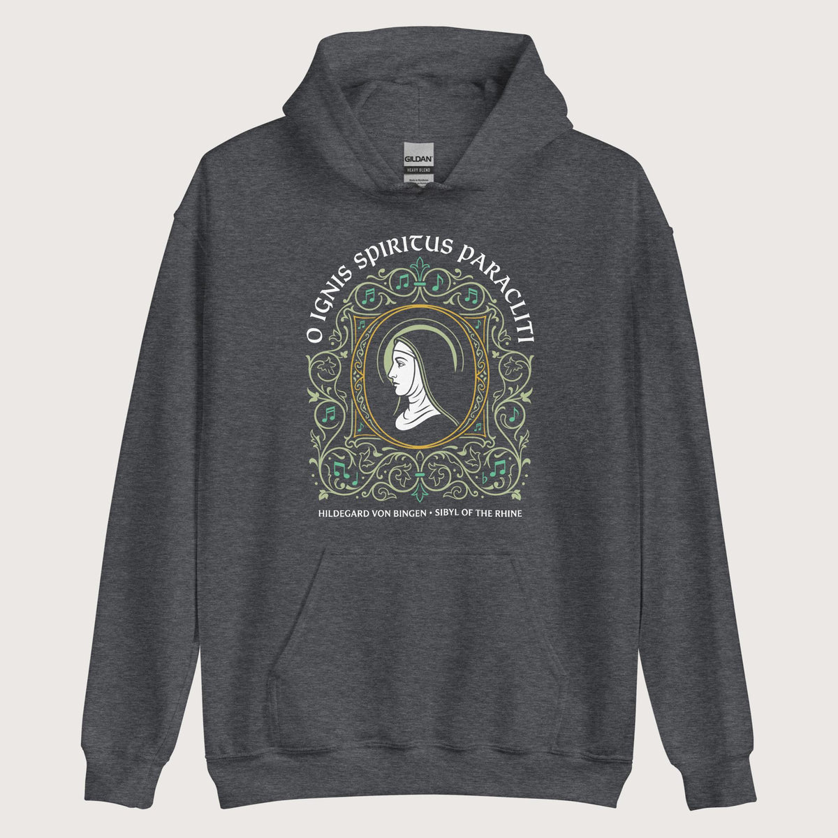 Dark Heather Hildegard von Bingen Hoodie - history buff gift by HistoHead