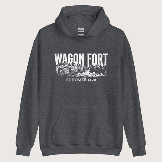 Dark Heather Wagon Fort Battle of Sudoměř Hoodie - history buff gift by HistoHead