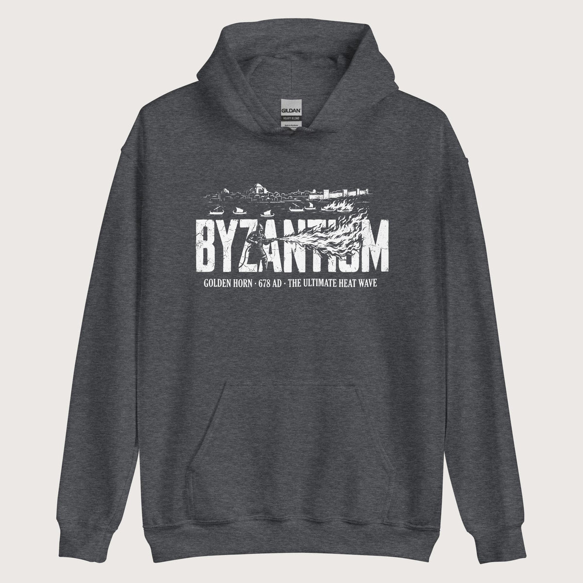 Dark Heather Greek Fire 678 Hoodie - history buff gift by HistoHead