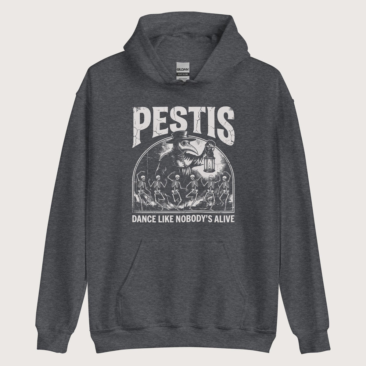 Dark Heather Pestis Dance Hoodie - history buff gift by HistoHead