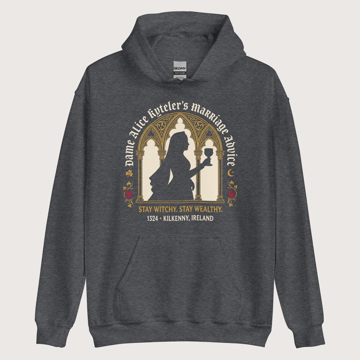 Dark Heather Alice Kyteler's Marriage Advice Hoodie - history buff gift by HistoHead