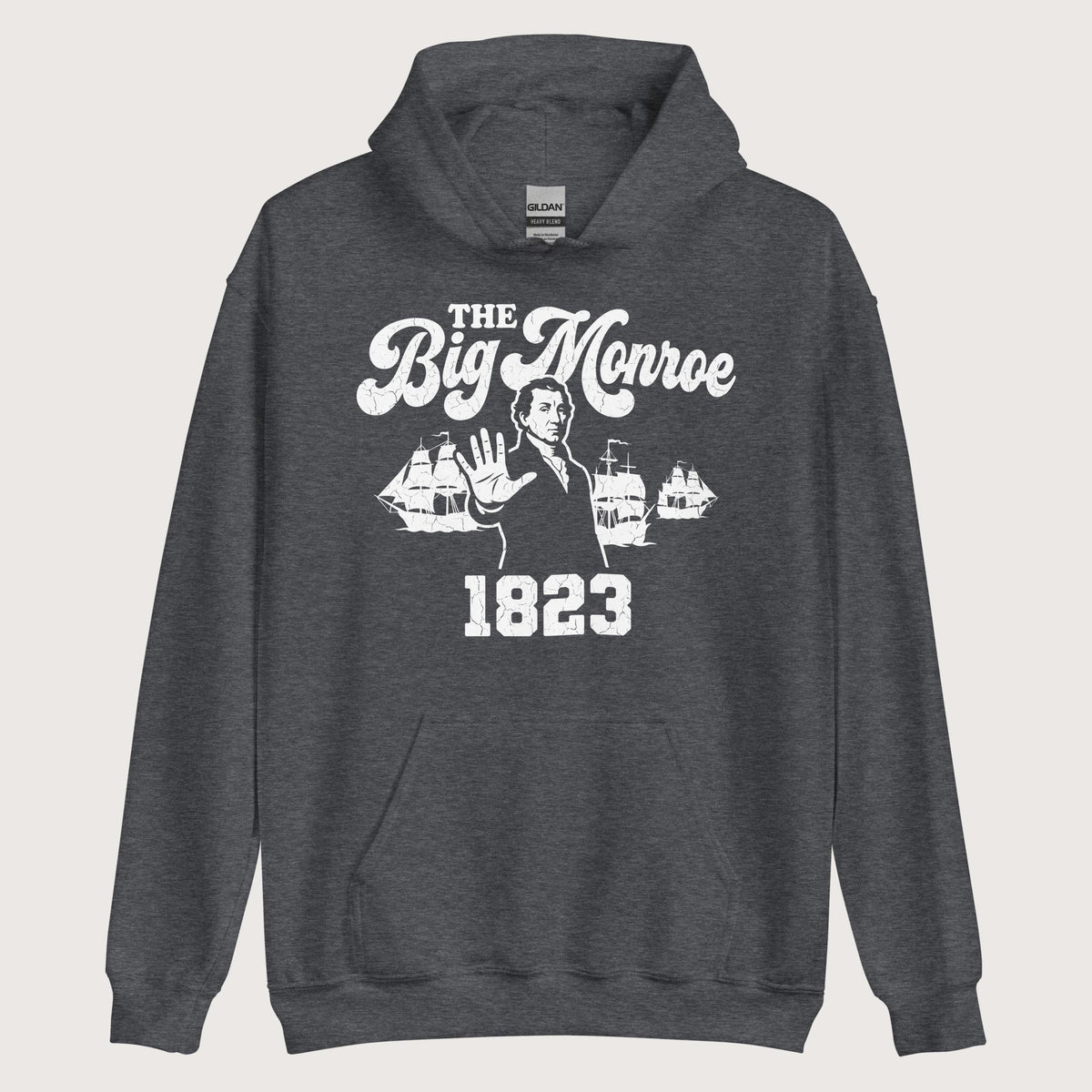 Dark Heather The Big Monroe Hoodie - history buff gift by HistoHead