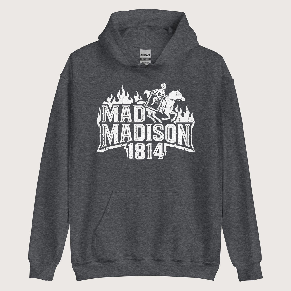 Dark Heather Mad Madison Hoodie - history buff gift by HistoHead