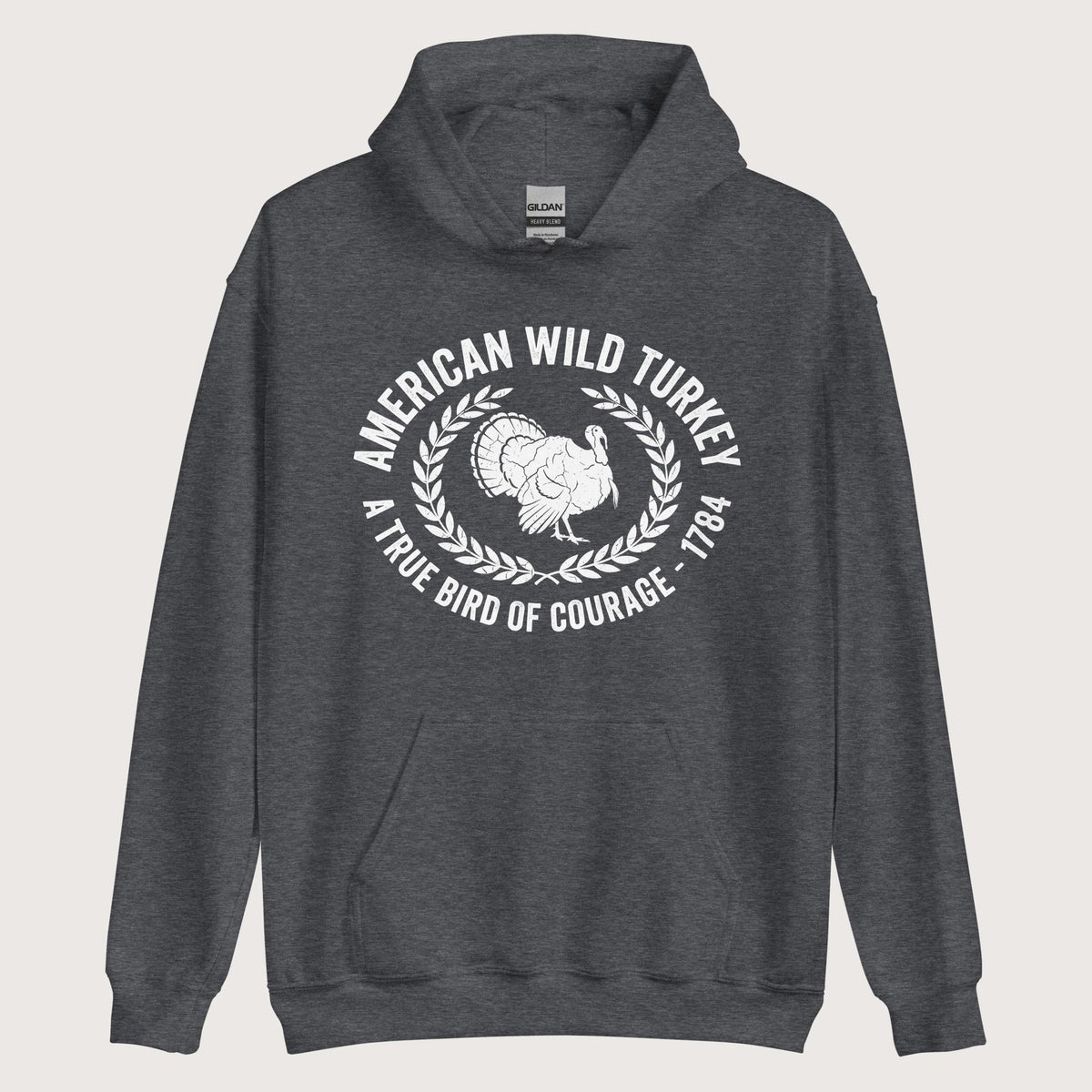 Dark Heather American Wild Turkey Hoodie - history buff gift by HistoHead