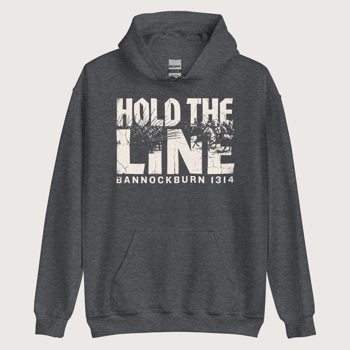 Dark Heather Hold The Line Bannockburn 1314 Hoodie - history buff gift by HistoHead