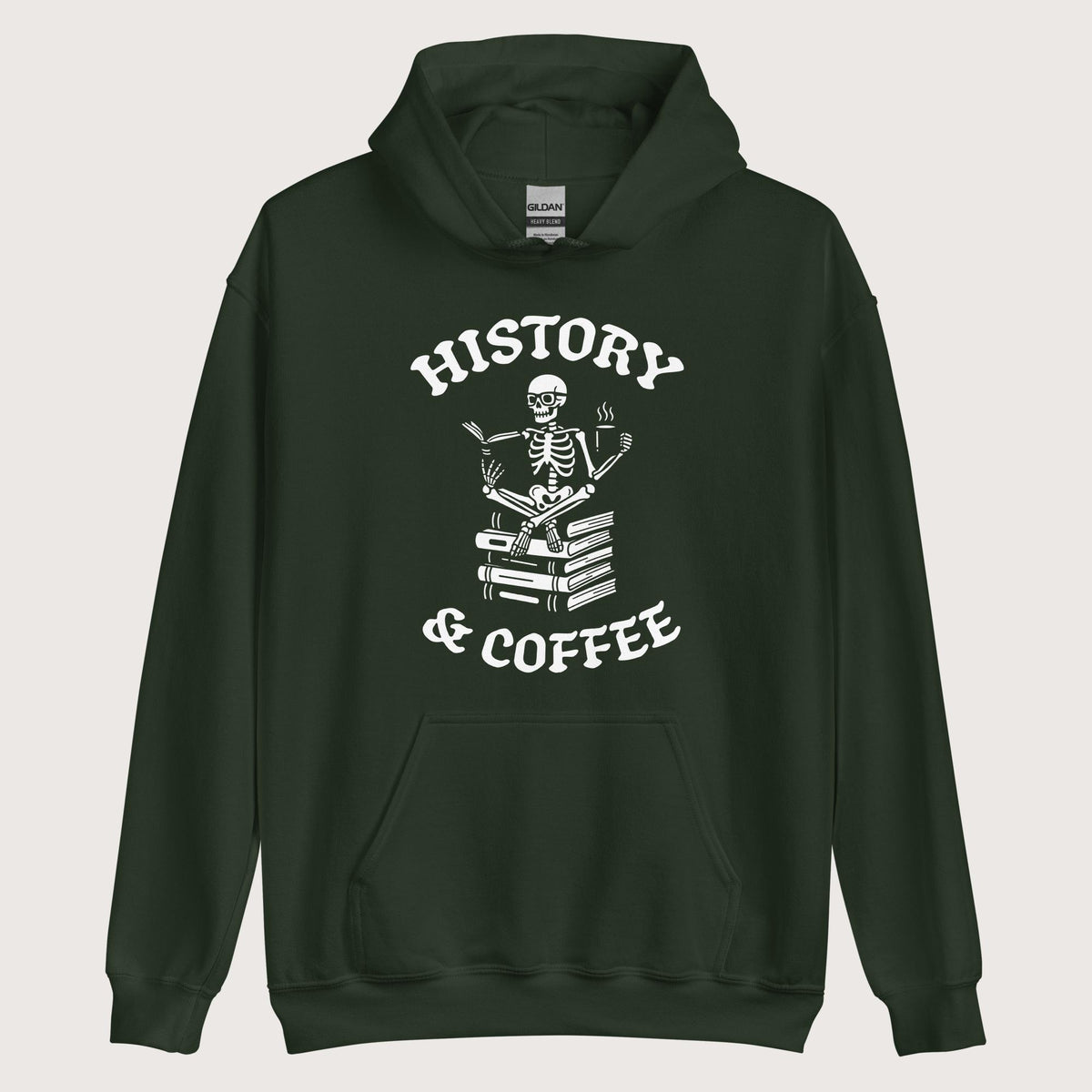 Forest Green History & Coffee Hoodie - history buff gift by HistoHead