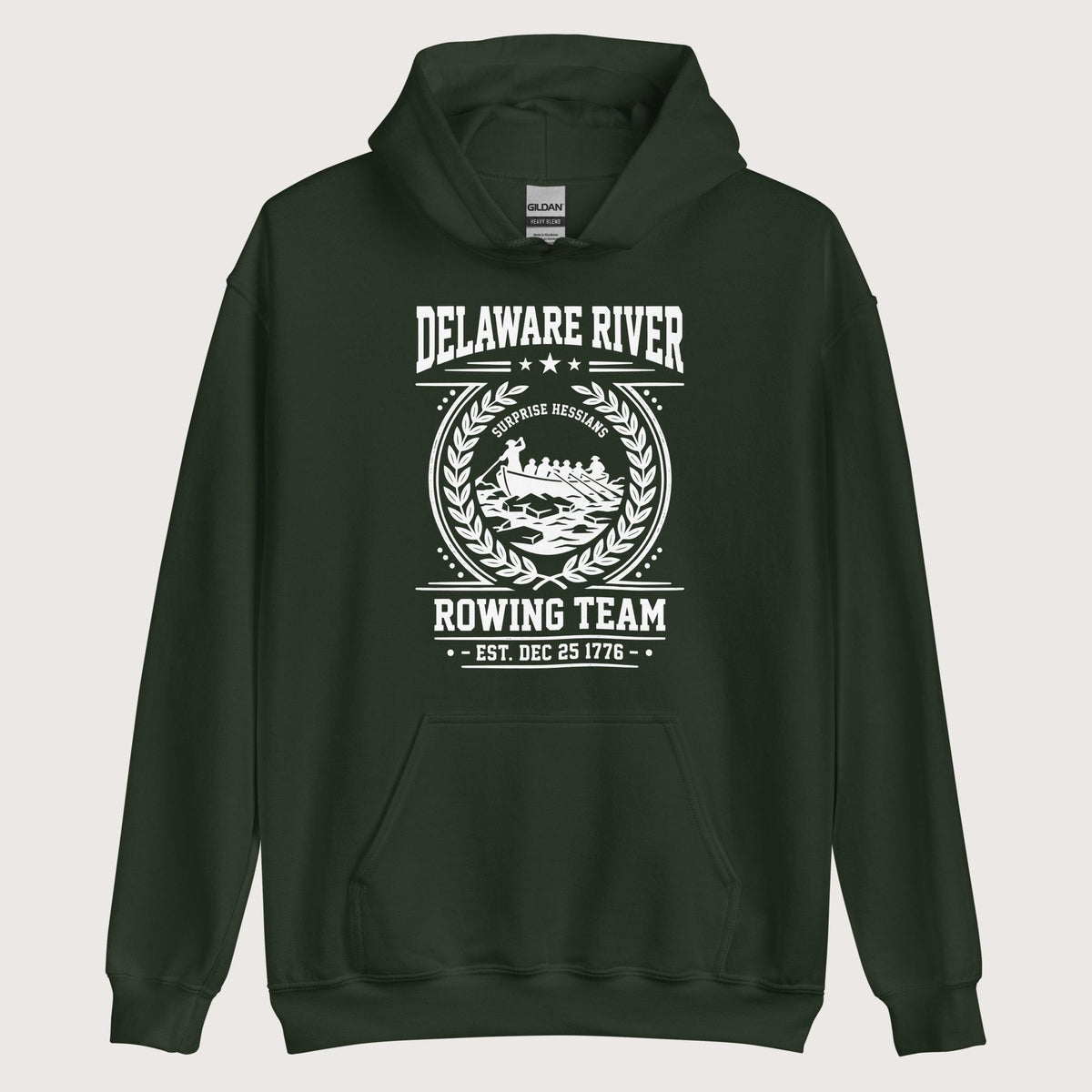 Forest Green Delaware River Rowing Team Hoodie - history buff gift by HistoHead