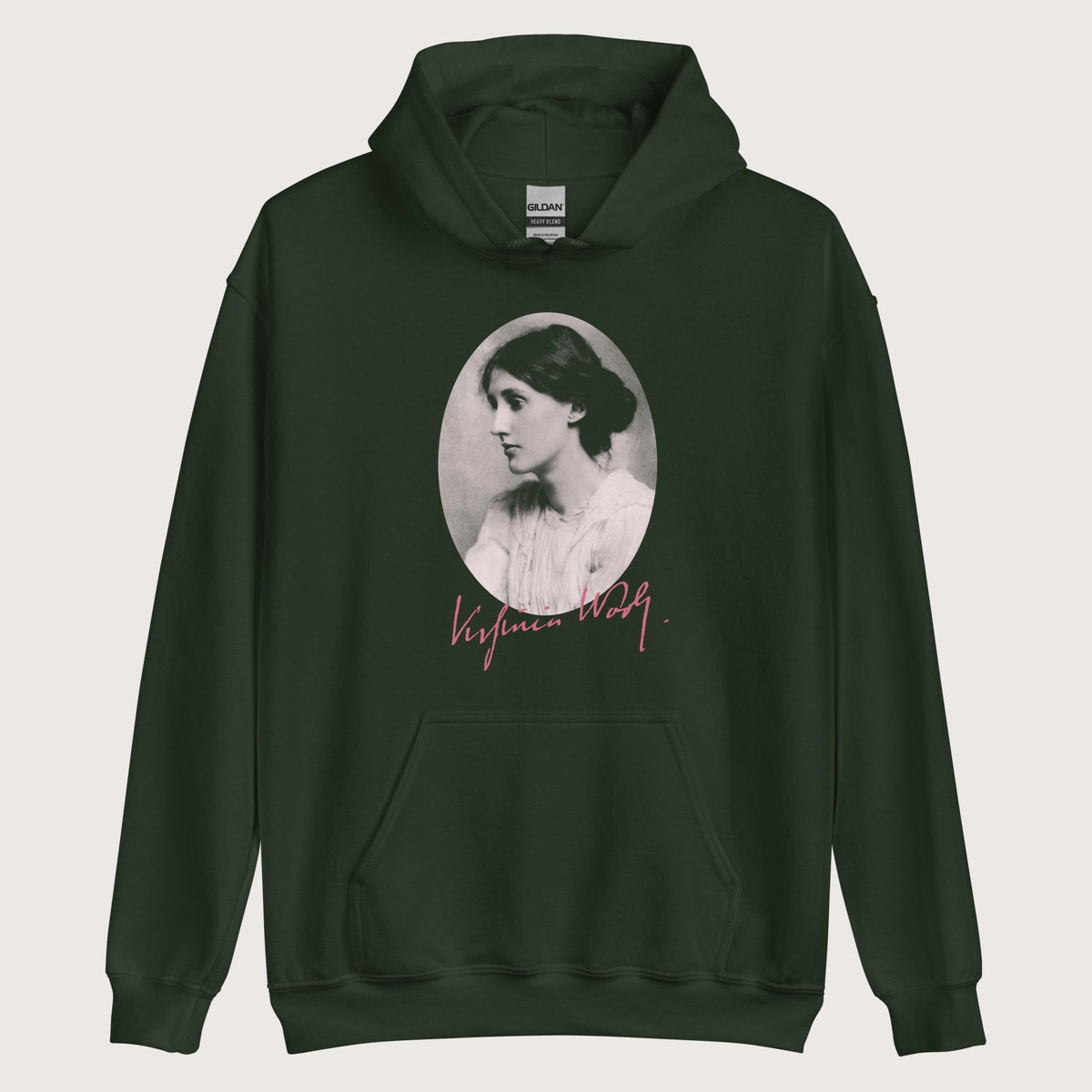 Forest Green Virginia Woolf Hoodie - history buff gift by HistoHead