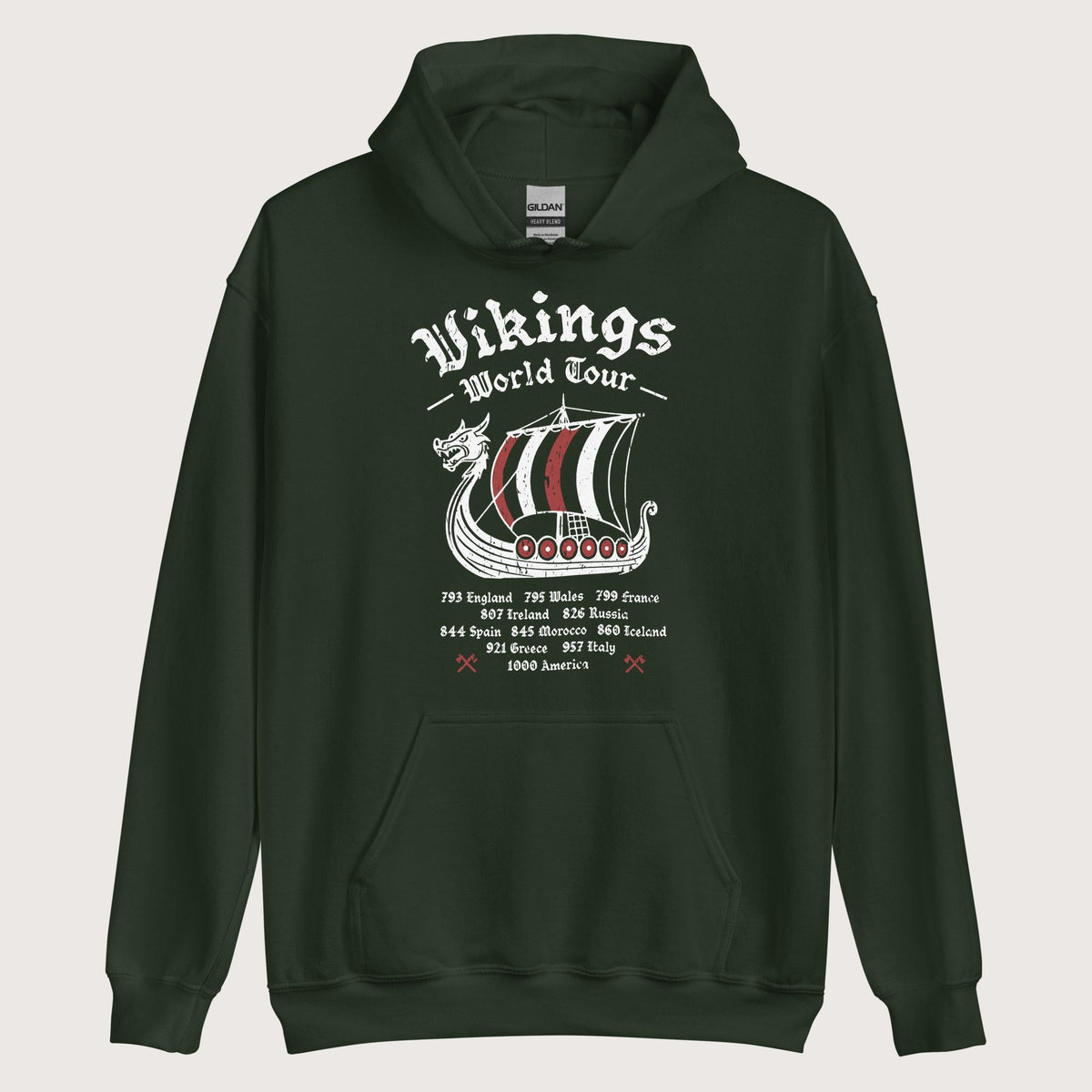 Forest Green Vikings World Tour Hoodie - history buff gift by HistoHead