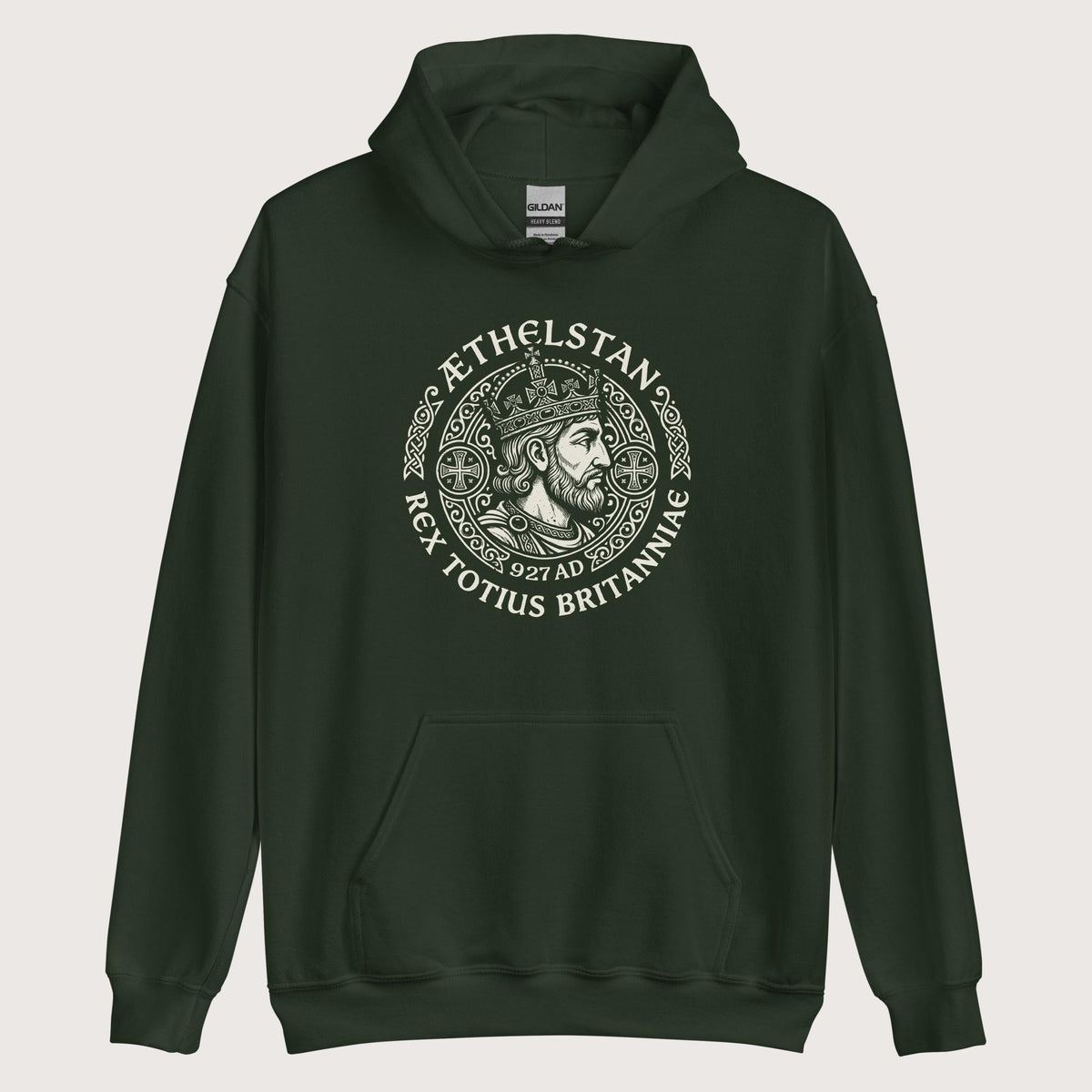 Forest Green Æthelstan King of All Britain Hoodie - history buff gift by HistoHead