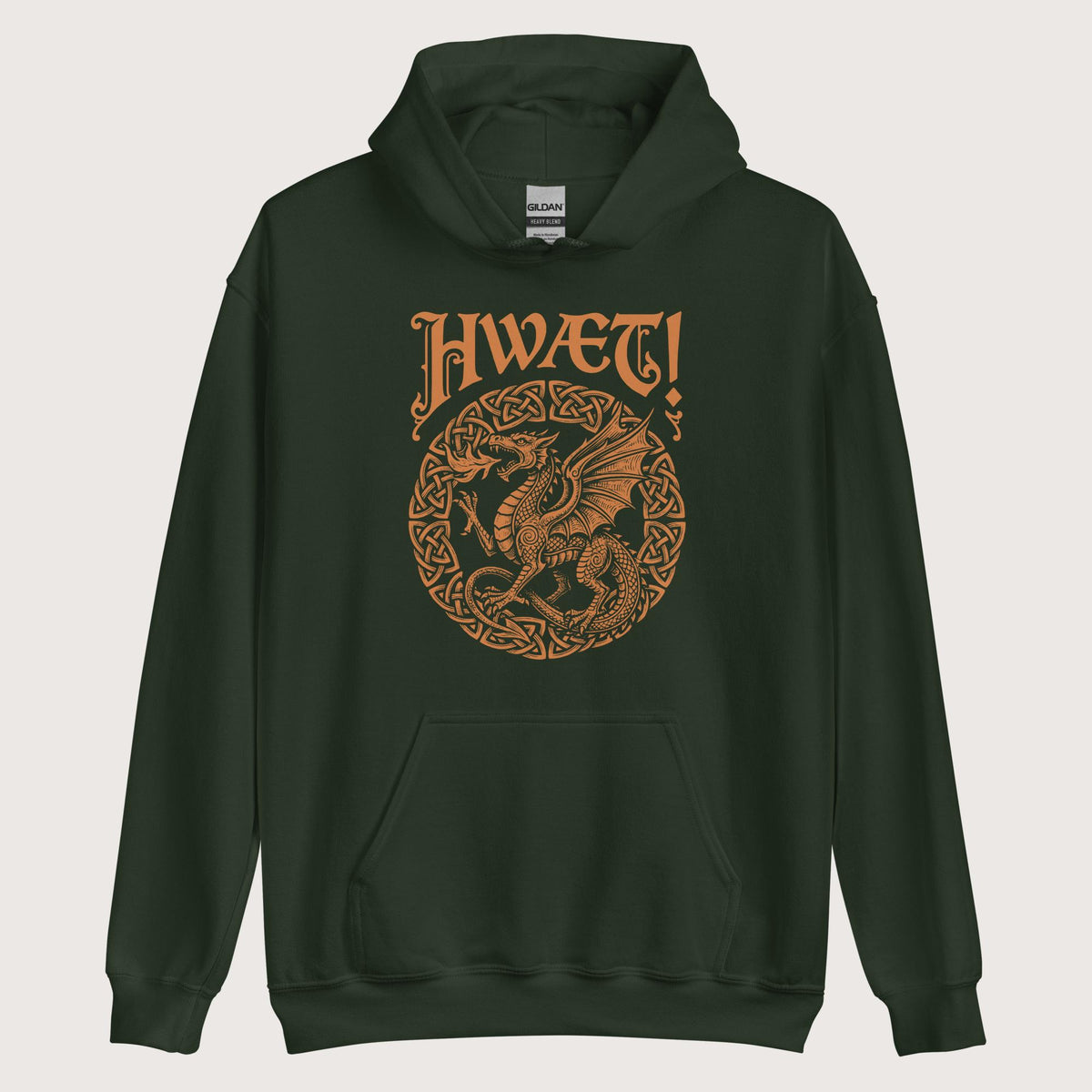 Forest Green Hwaet Dragon Hoodie - history buff gift by HistoHead